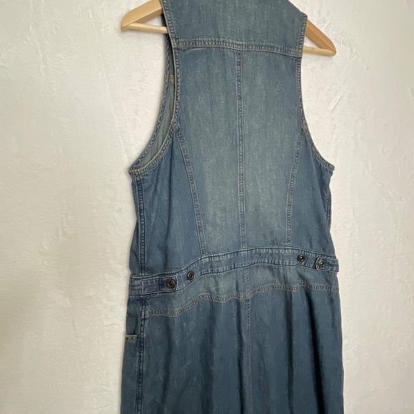 Free People Denim Maxi Dress Vintage Button Down Sleeveless Sz 12 - Picture 4 of 13